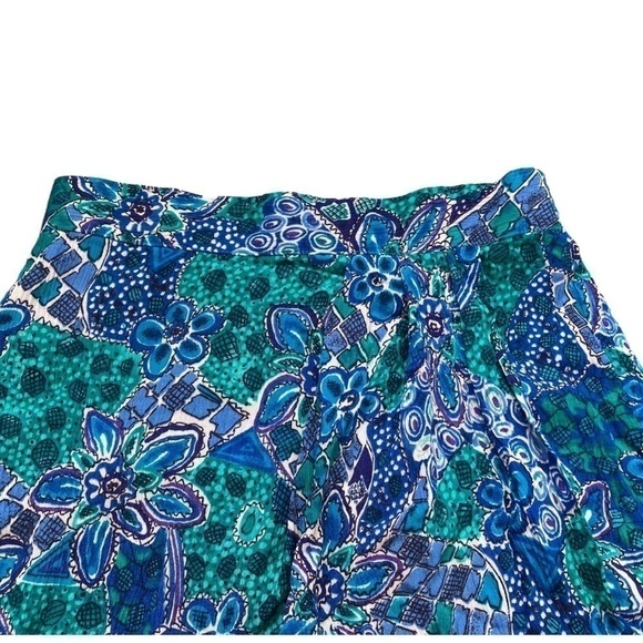 Vintage floral faux wrap pleated crepe mini skirt - Picture 3 of 7